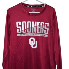 Champion Oklahoma Sooners OU Long Sleeve Crimson and Cream Shirt Mens Medium