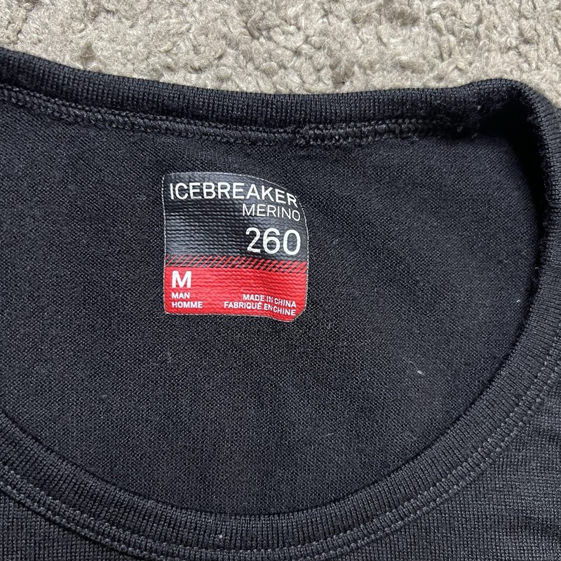 Icebreaker 260 Merino Wool Base Layer Pullover Long Sleeve L/S Sz Medium Black gallery