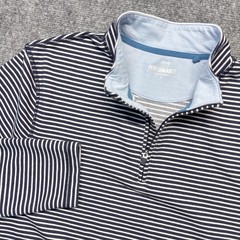J.Crew Pullover Mens Large Blue Striped 1/4 Zip Performance Stretch Long Sleeve