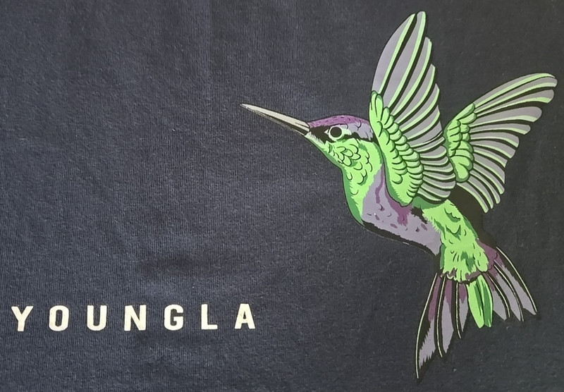 YoungLA 315 Hummingbird Graphic Tank Shirt Men Small Blue Muscle Cut Off Active gallery