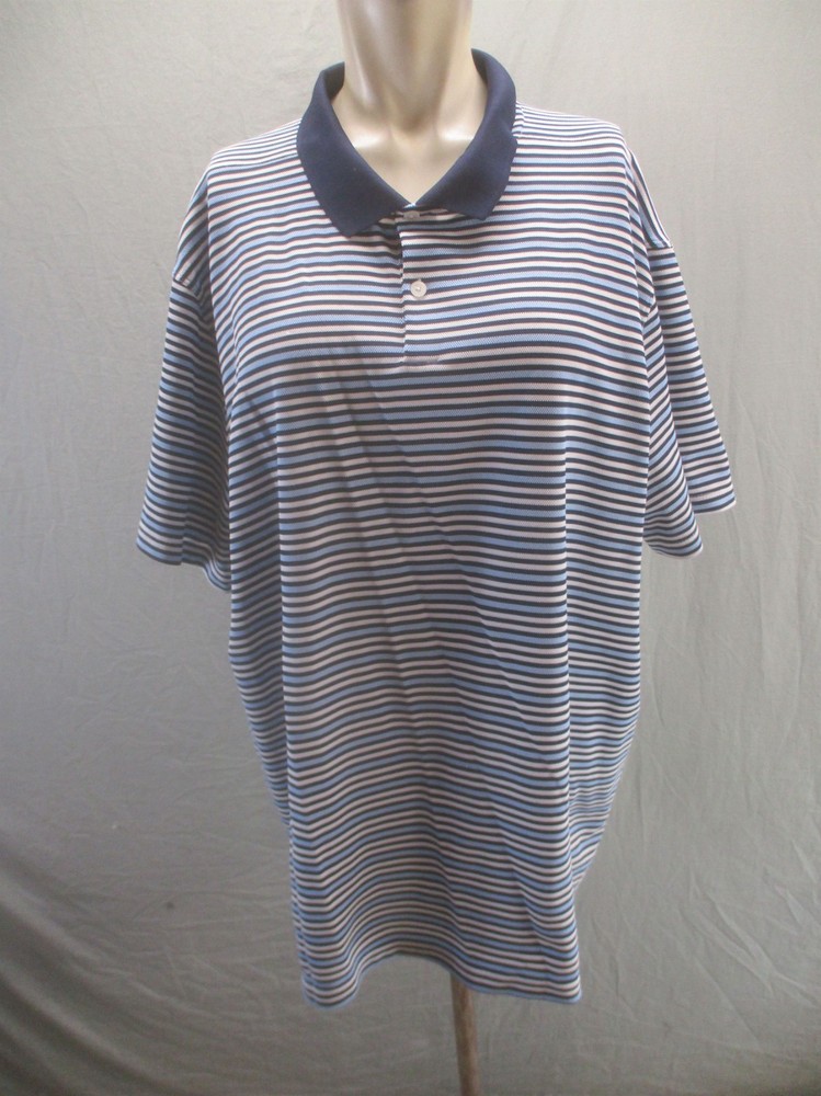 Nike Size XL Mens Multicolor Striped Collared Buttons Short Sleeve Logo Polo 896