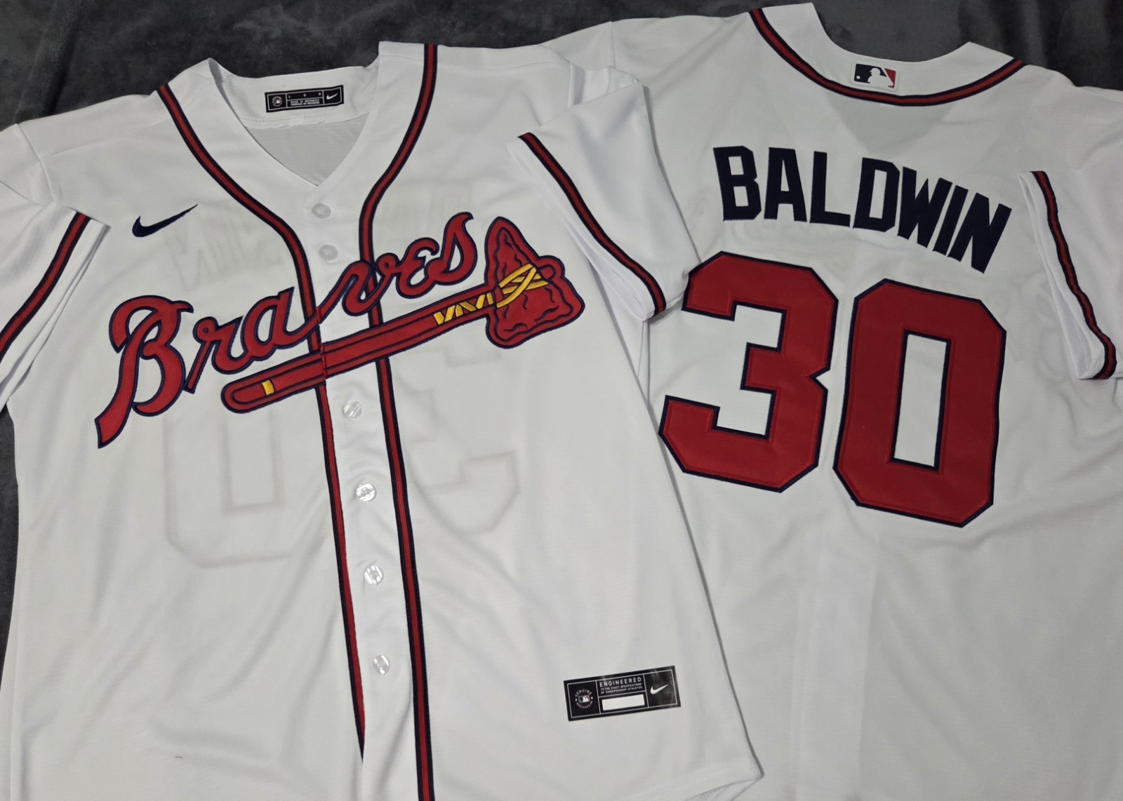 Fast Free Shipping! XXXL 3X Drake Baldwin Atlanta Braves Stitched Jersey 30 gallery