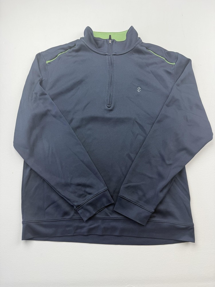 IZOD PerformX Pullover Mens Large Blue Quarter Zip Mock Neck Performance Top