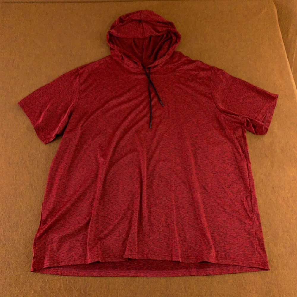 Real Essentials Mens Size 3X Red Dry Fit Short Sleeve Athletic Hoodie Tee New