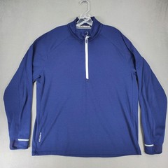 Zero Restriction 1/4 Zip Pullover Men XL Blue Reflective Trim Golf Shirt L1016