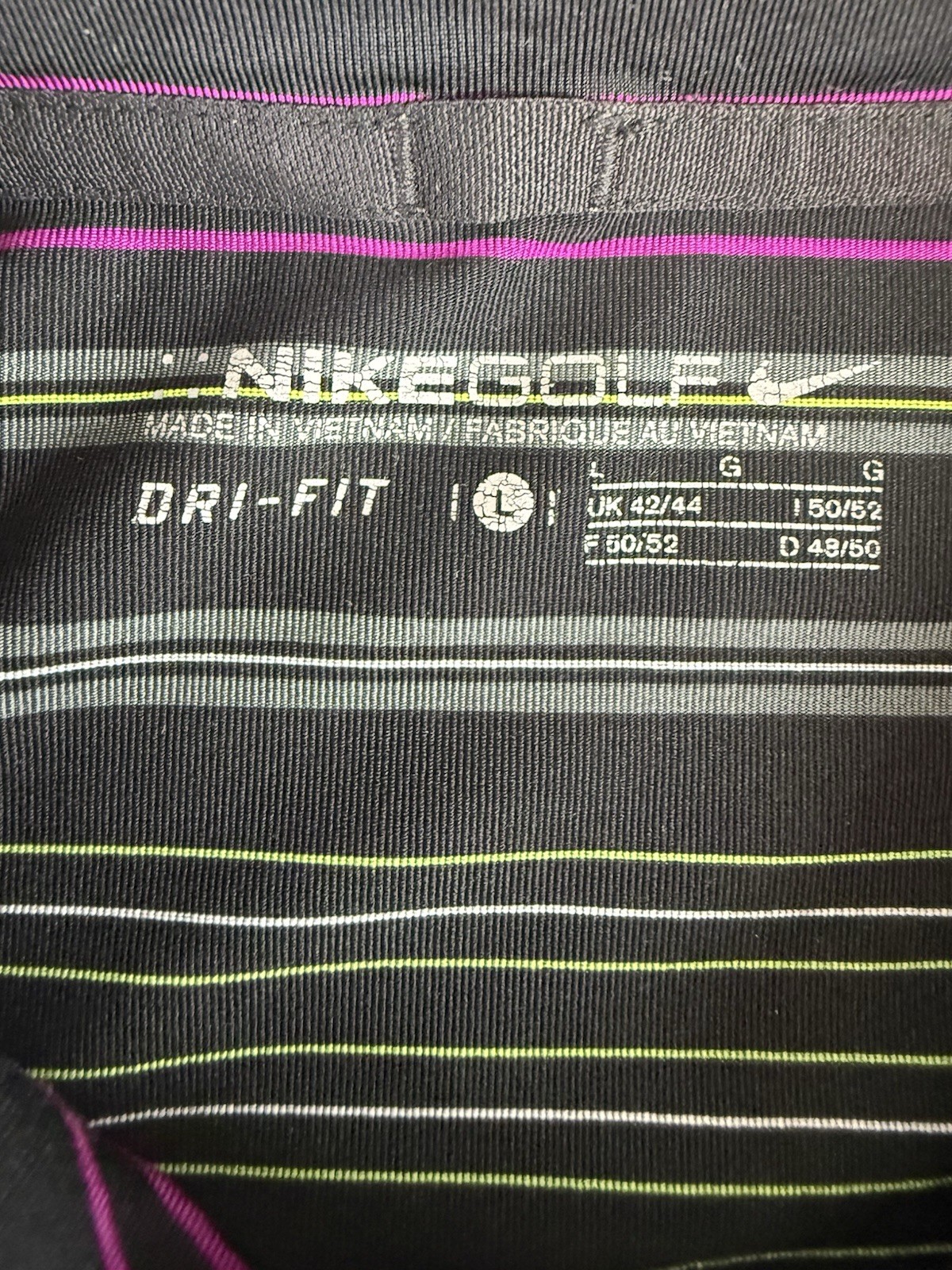 Nike Golf Dri-Fit Stripe Black Polo Shirt Short Sleeve 360183-010 Men's Large gallery