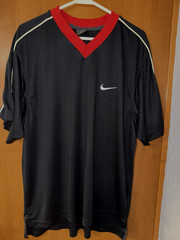 Nike Dri-Fit Shirt Black White Swoosh Short Sleeve Mens Med Andre Agassi