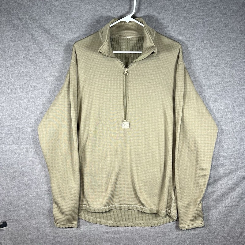 US Army Mid Weight Cold Weather Shirt M Polartec Waffle Thermal Khaki (no tag) gallery