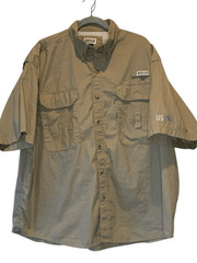 Magellan Sportswear Vented Fishing Shirt Mens Size XXL Khaki Tan Short Sleeve