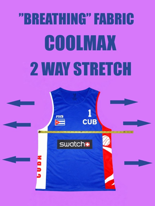 Beach Volleyball Jersey CUBA 🇨🇺 Blue/Red/White Size S, M, L, XL, 2XL New gallery