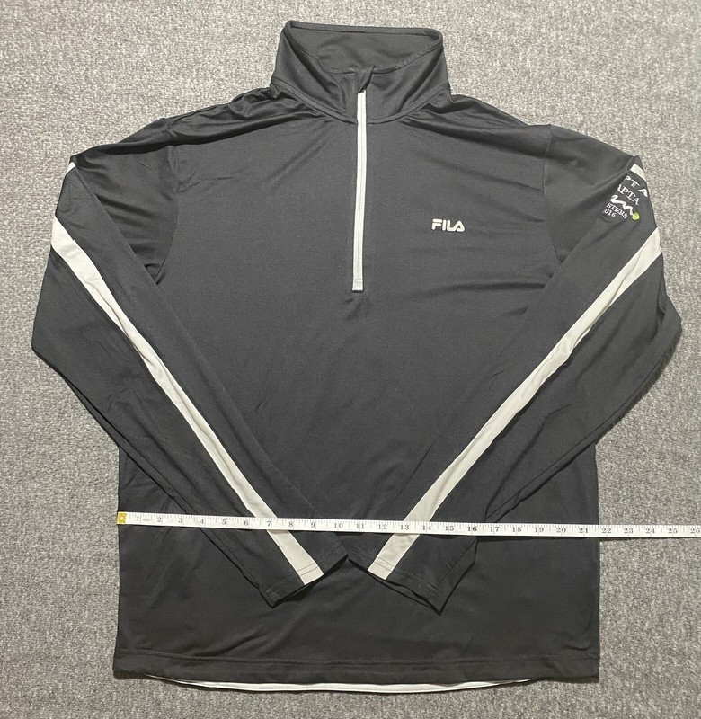 Fila Mock Neck Pullover Mens Long Sleeve 1/4 Zip Running Sweatshirt Black Size L gallery