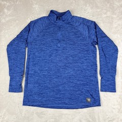 Ariat Rebar Gridwork Baselayer Shirt Men L Blue 1/4 Zip Long Sleeve Work Outdoor