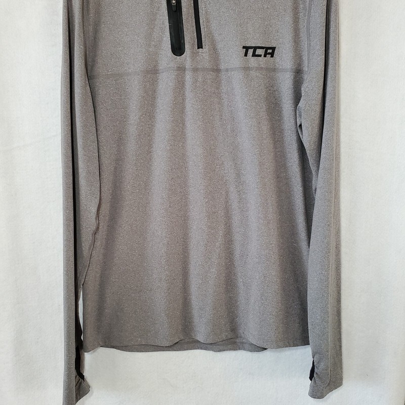 TCA Shirt Men's Medium Fusion Pro Quick Dry Long Sleeve 1/4 Zip Running Grey gallery
